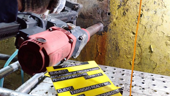 Replacement of Two (2) New Sets of Rubber Fender - Coring of New Holes for Fender